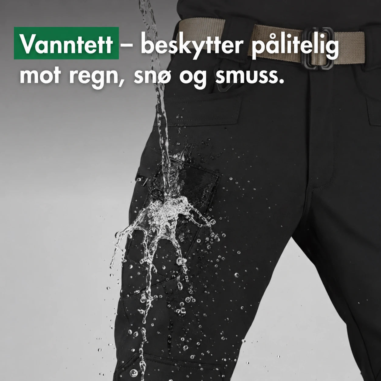 Vann renner av Ultraflex-buksen uten å trekke inn