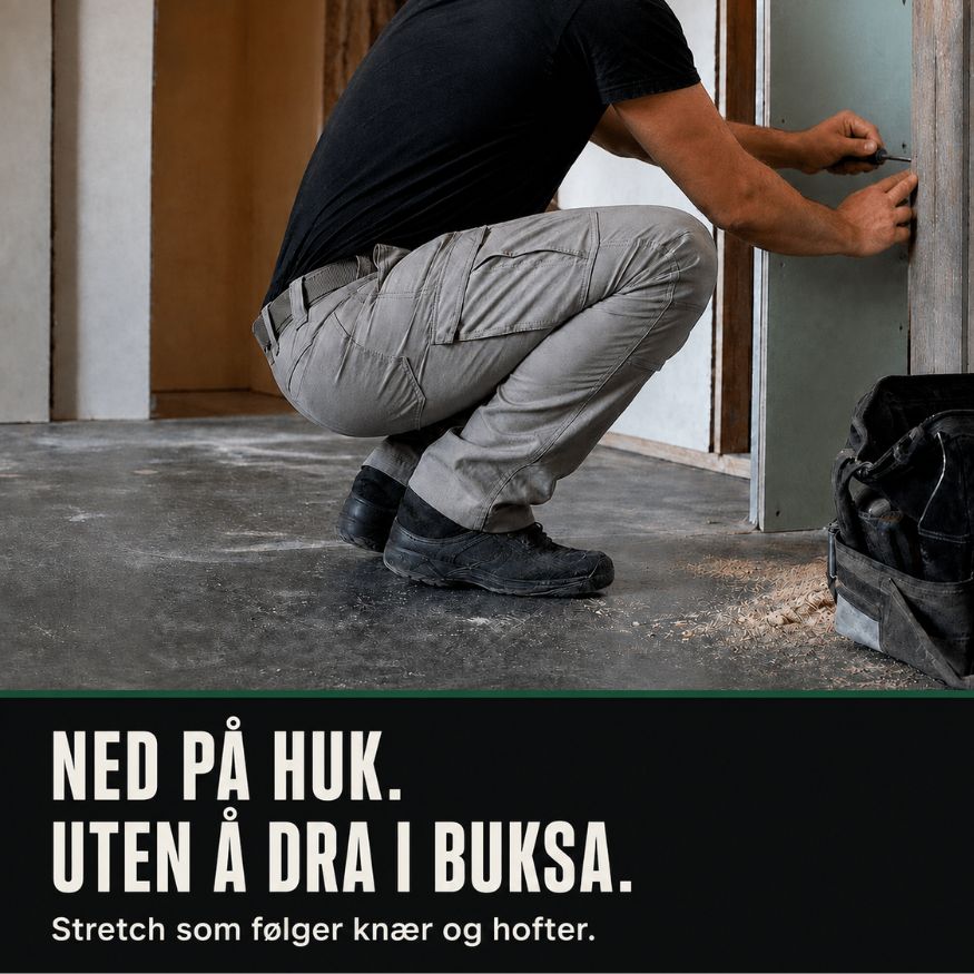 Ned på huk uten å dra i buksa