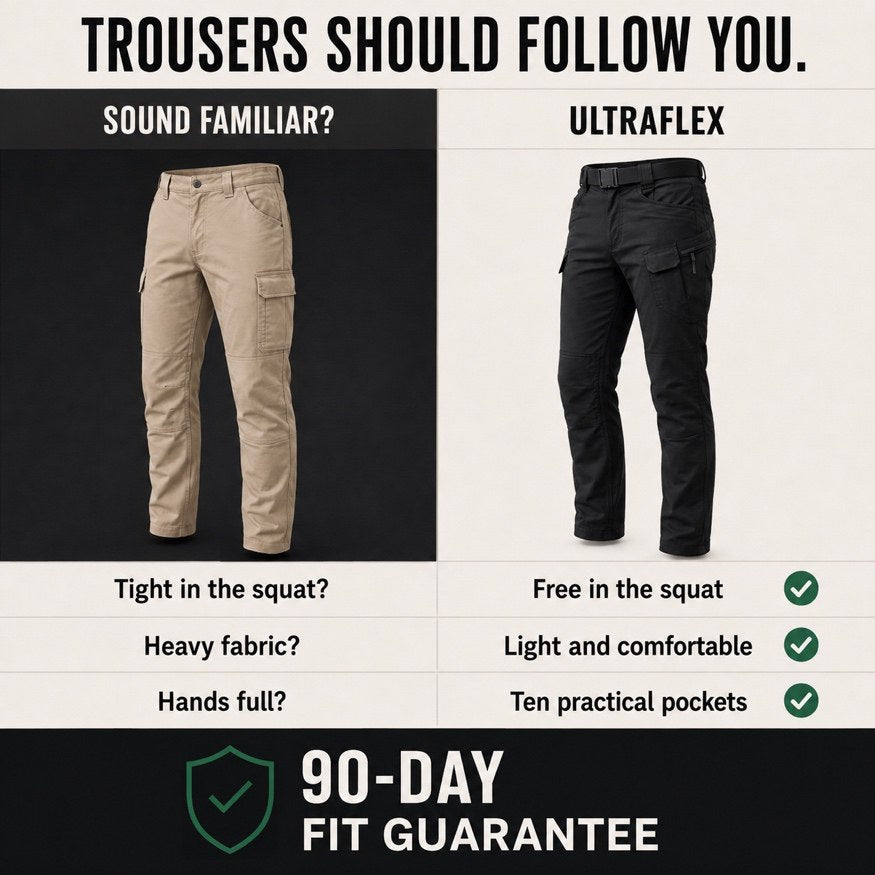Trousers should follow you — Ultraflex against ordinary work trousers